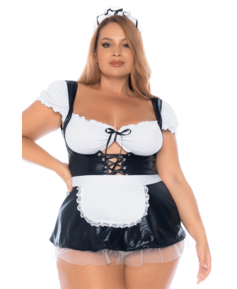 Costume sexy soubrette grande taille 3 pièces 